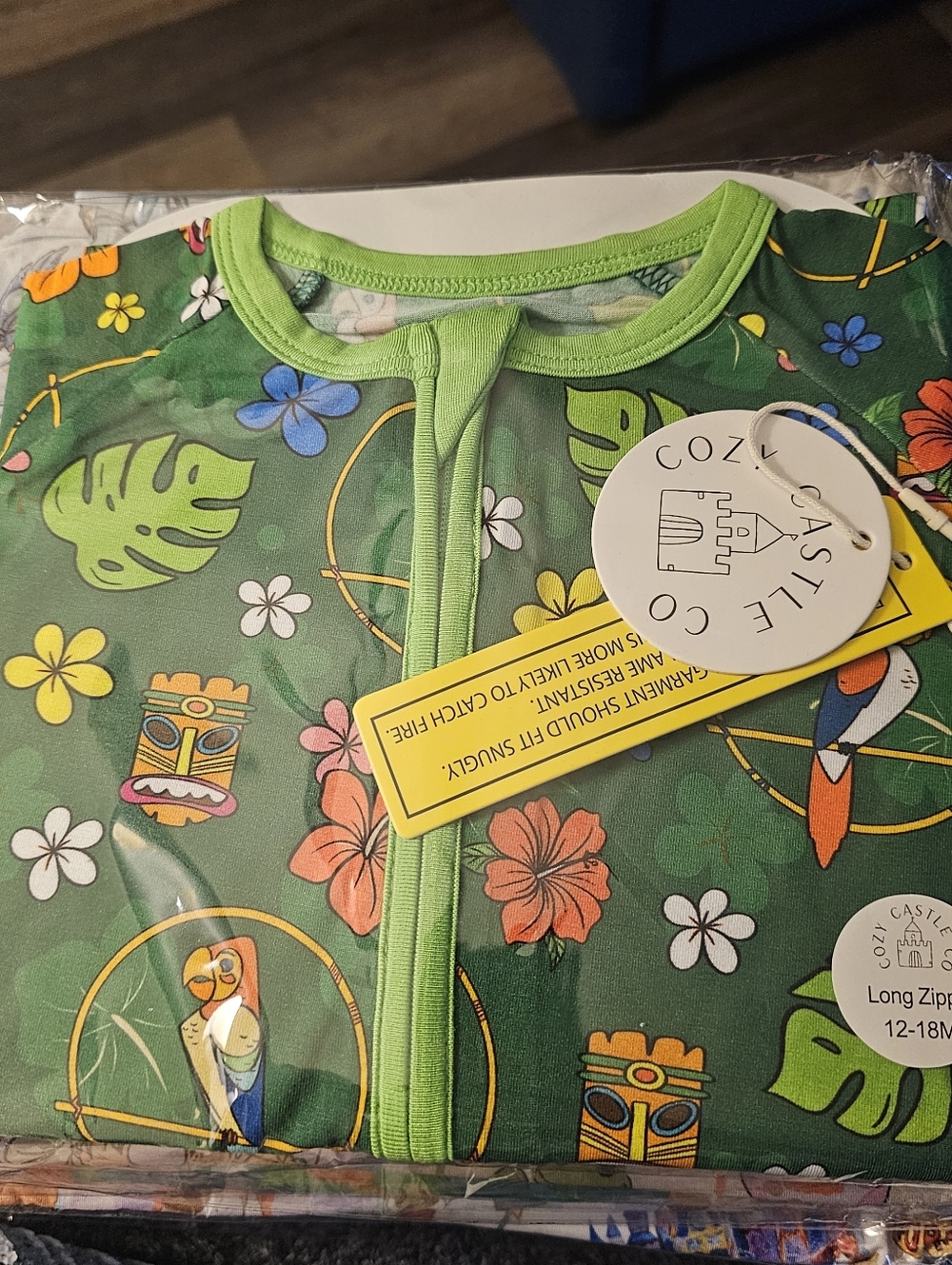 Cozy Castle Bamboo Green Tropical Zip-Up Baby Sleeper